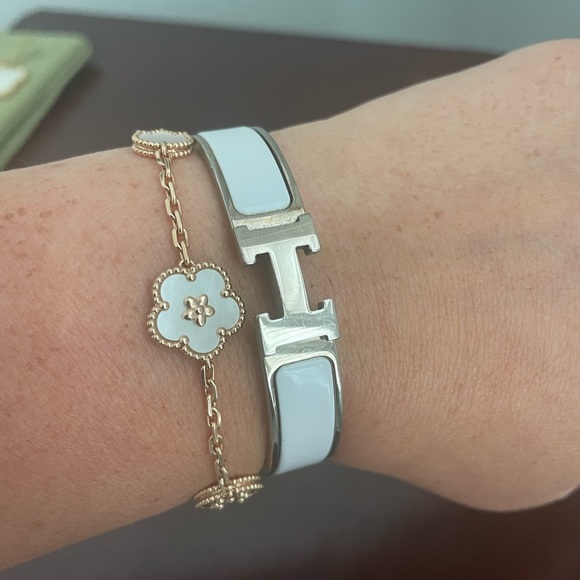 Hermès Clic Clac H Bracelet Bangle PM HERMES Clic Clac H Bangle Bracelet white Enamel | eBay
